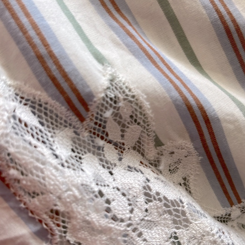 Anthropologie Pilcro Striped Cotton Blouse with Lace Hem - Picture 8 of 8